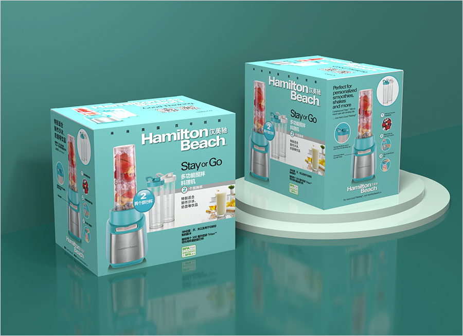 黑眼睛廣告為漢美馳沙冰機設(shè)計的包裝（蒂芙尼藍包裝）